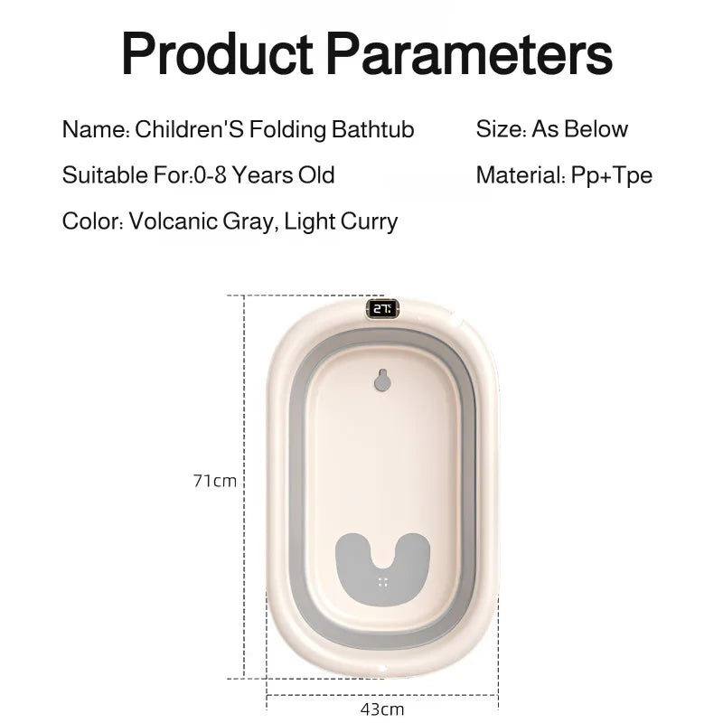 Household intelligent constant temperature large capacity baby folding bathtub children can sit and